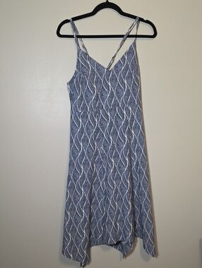Krimson Klover Blue & White Wave-Print Midi Slip Dress